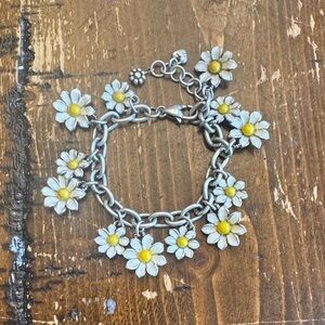 Daisy Charm Bracelet in Silver and Yellow Brighton